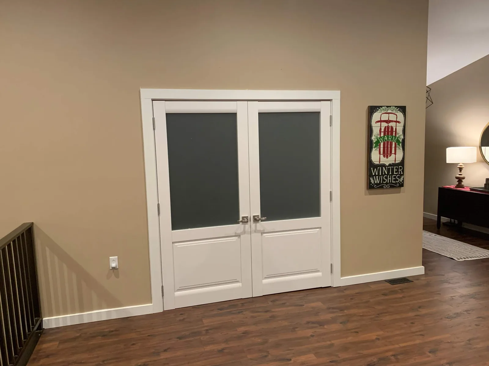 White double doors with frosted glass panels